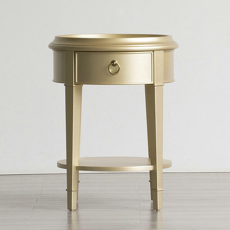 Nordic 25.6" Tall Solid Wood End Table Round Double Tier End Table