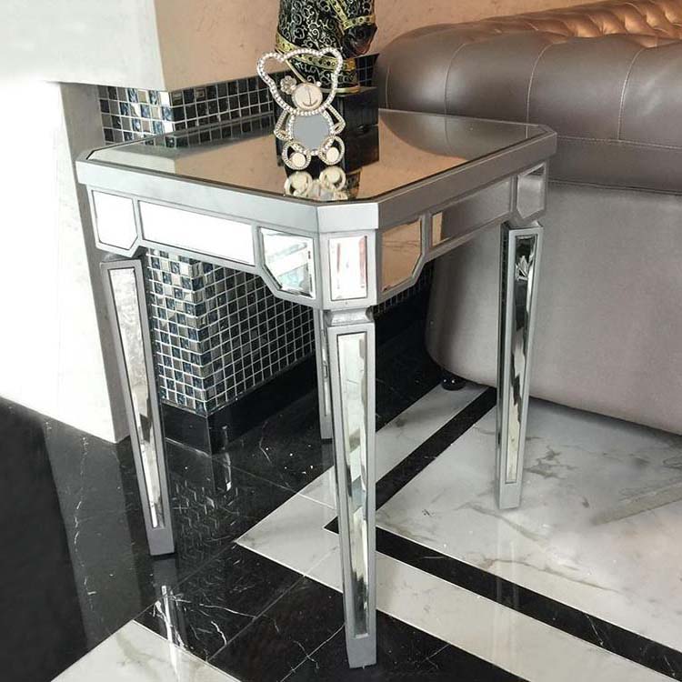 Modern 25.6" Tall 4 Legs End Table Square Glass Top End Table