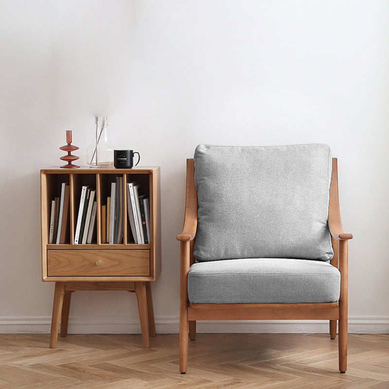 27.55" Wide Rubberwood Arm Chair Synthetic Basic Four Leg Chair