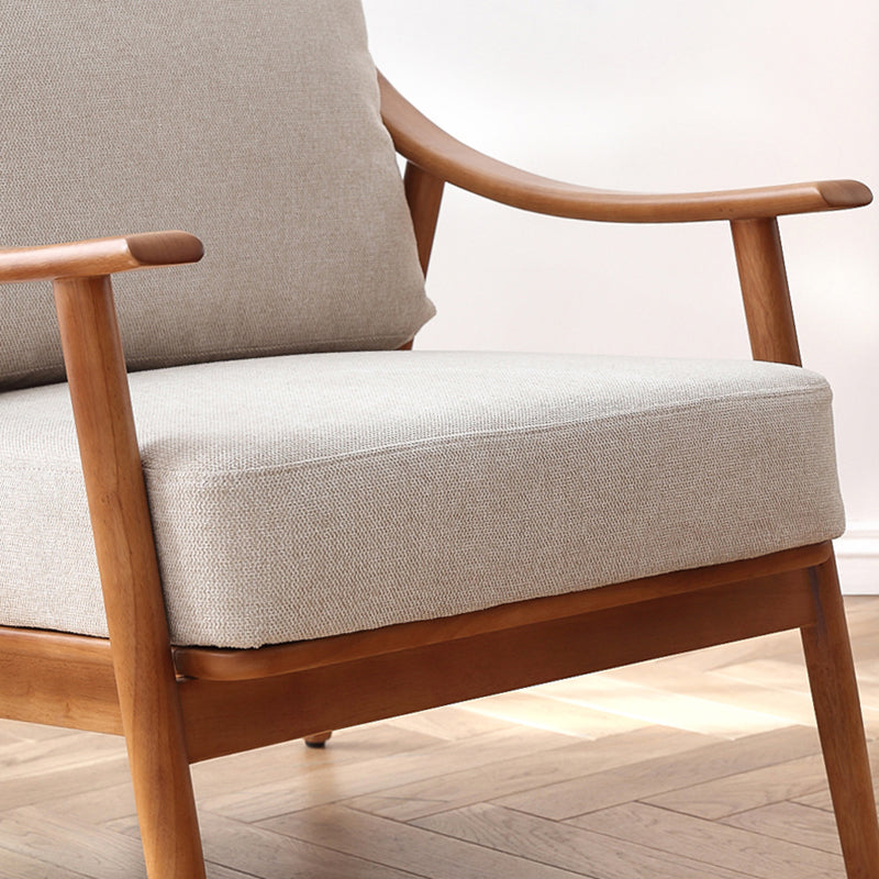 27.55" Wide Rubberwood Arm Chair Synthetic Basic Four Leg Chair