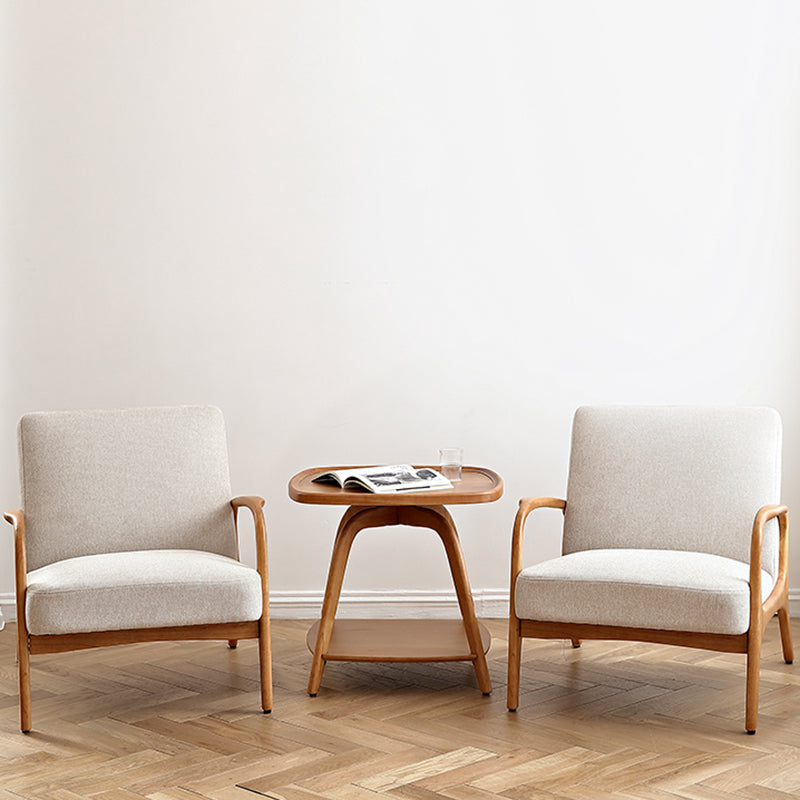 Rubberwood Arm Chair Synthetic Square Arms Chair, 28.34" Wide