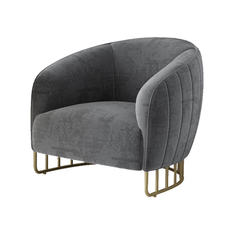 Velvet Barrel Accent Chair 29.52" Wide Arms  Included Chair with Golden Iron Legs