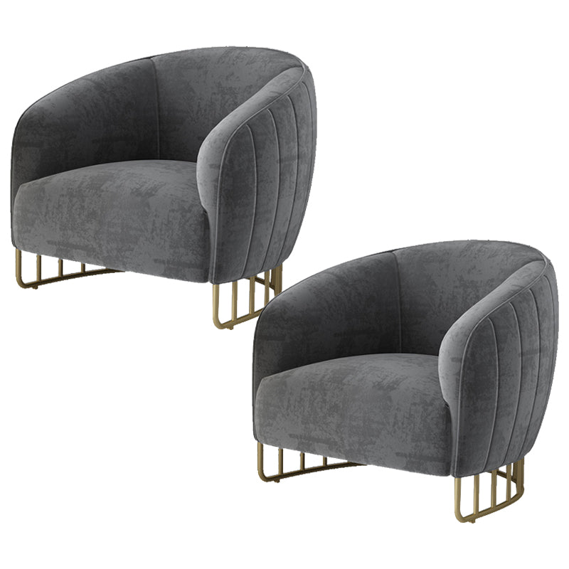 Velvet Barrel Accent Chair 29.52" Wide Arms  Included Chair with Golden Iron Legs