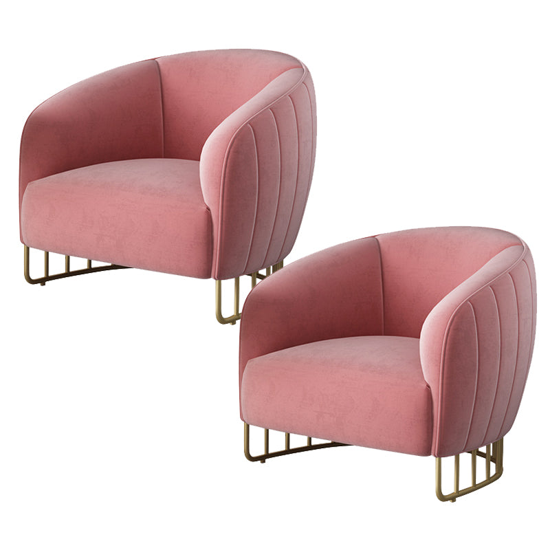 Velvet Barrel Accent Chair 29.52" Wide Arms  Included Chair with Golden Iron Legs