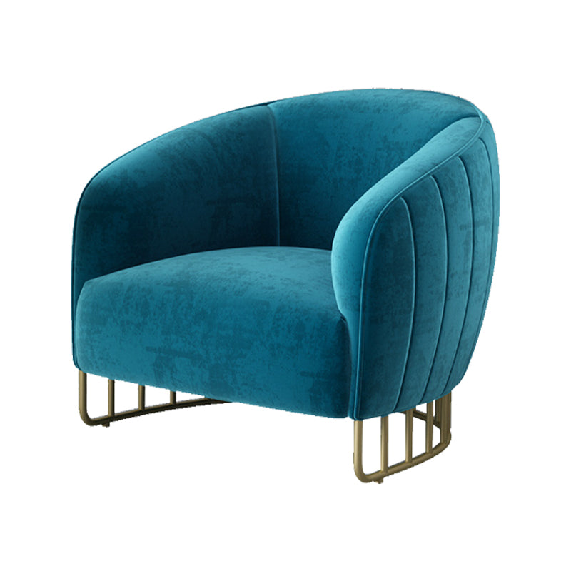 Velvet Barrel Accent Chair 29.52" Wide Arms  Included Chair with Golden Iron Legs