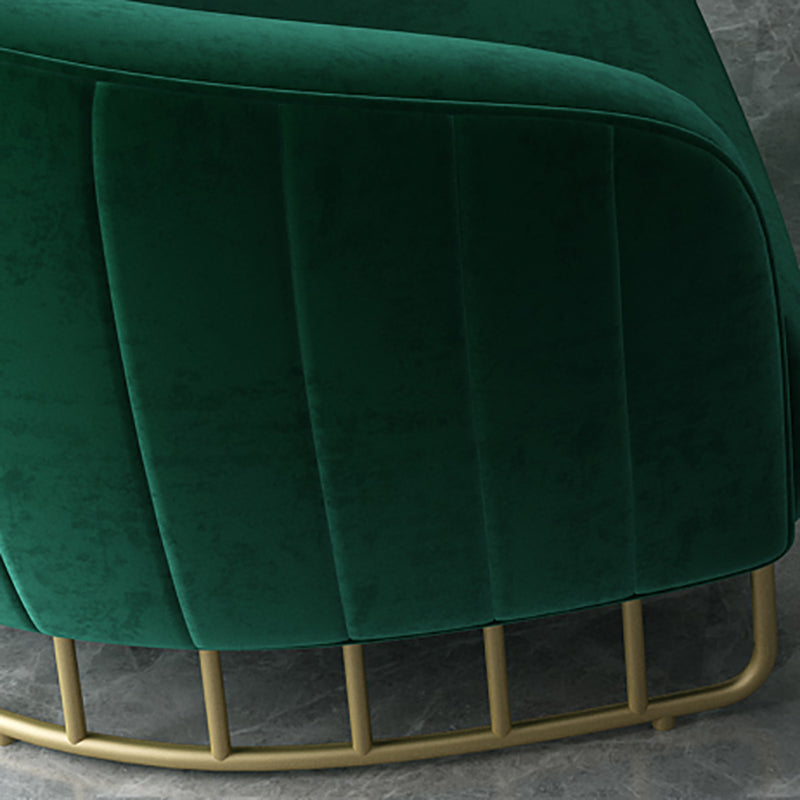 Velvet Barrel Accent Chair 29.52" Wide Arms  Included Chair with Golden Iron Legs