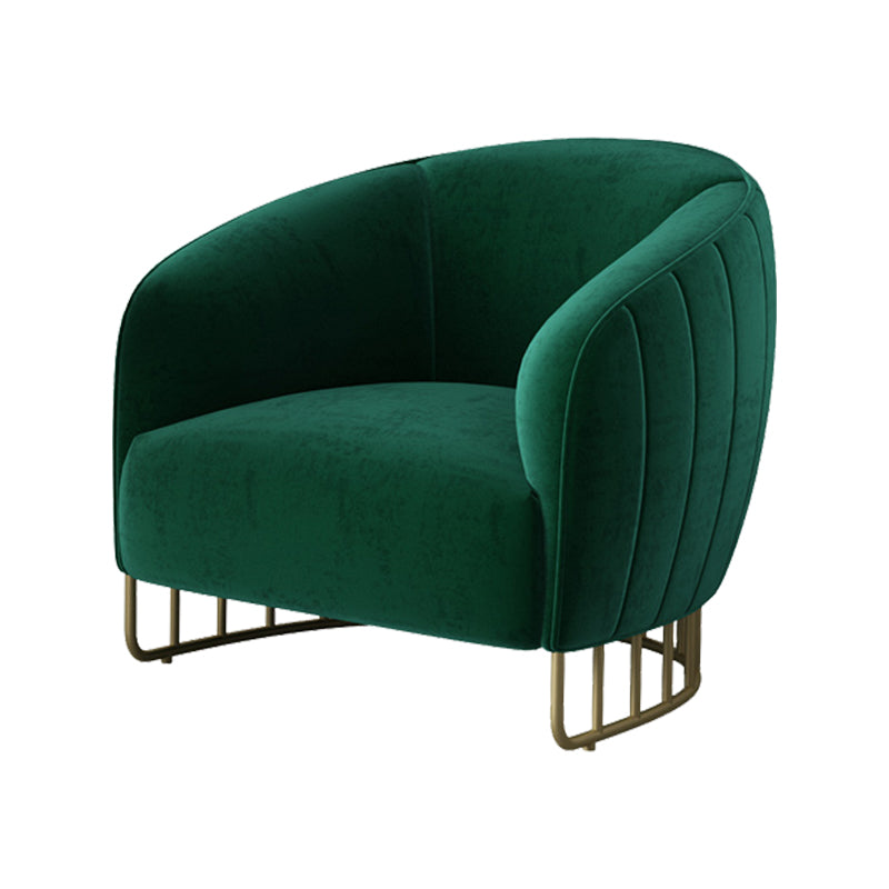Velvet Barrel Accent Chair 29.52" Wide Arms  Included Chair with Golden Iron Legs