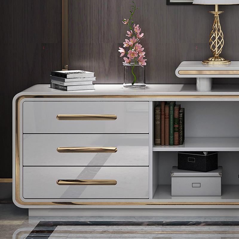 Glam Wood Computer Desk White Pedestal Writing Desk for Home