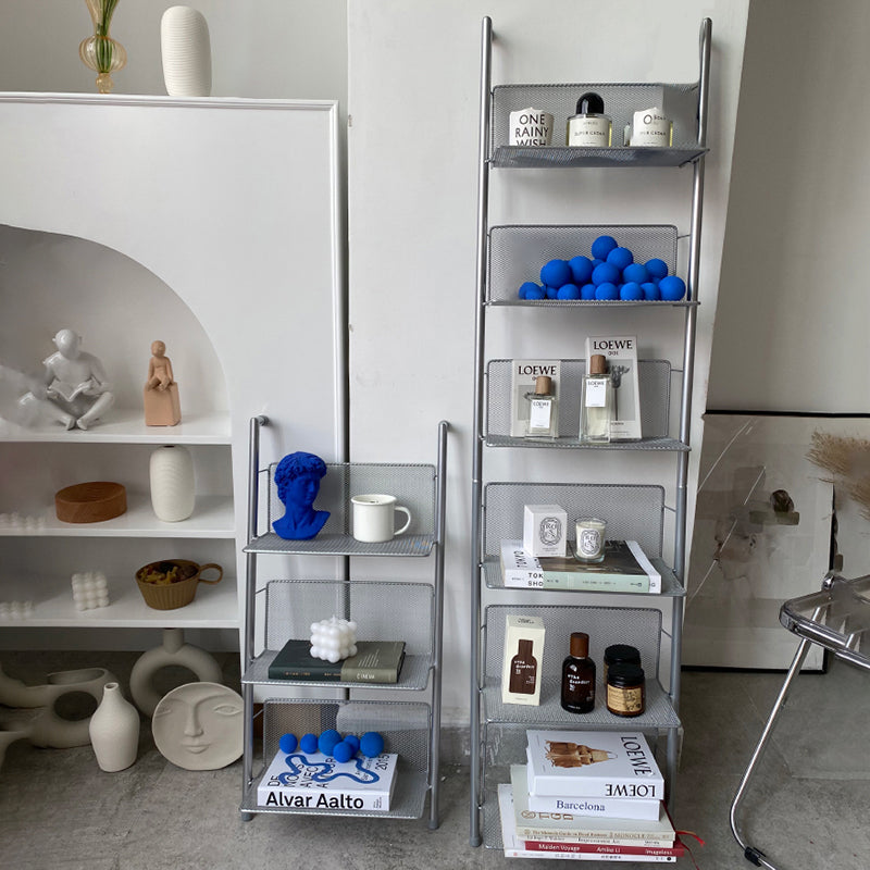 Modem & Contemporary Silver Bookcase Etagere Metal Book Shelf