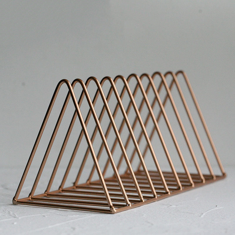 Light Luxury Metal Book Shelf Closed Back Triangle Desktop Bookcase
