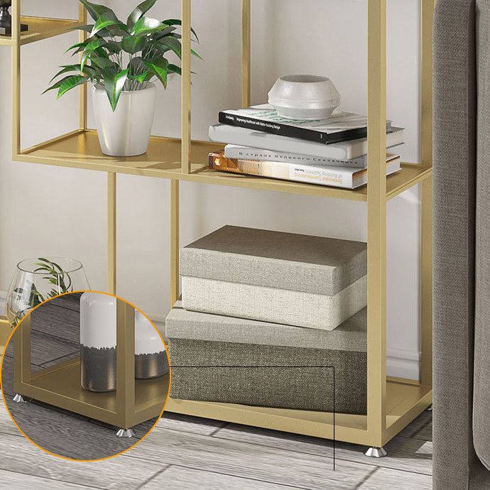 Geometric Metal Shelf Bookcase Glam Vertical Open Book Shelf