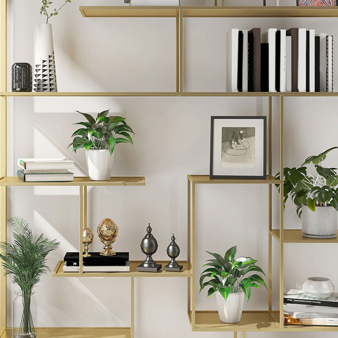 Geometric Metal Shelf Bookcase Glam Vertical Open Book Shelf