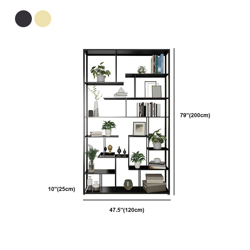 Geometric Metal Shelf Bookcase Glam Vertical Open Book Shelf