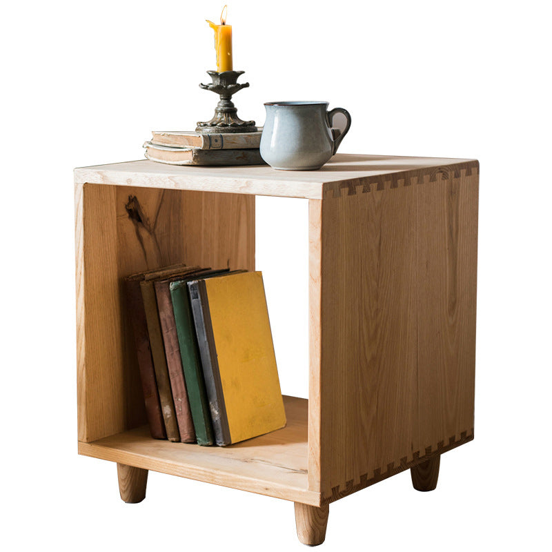 Wooden Night Table Modern Solid Wood Nightstand with Lower Shelf