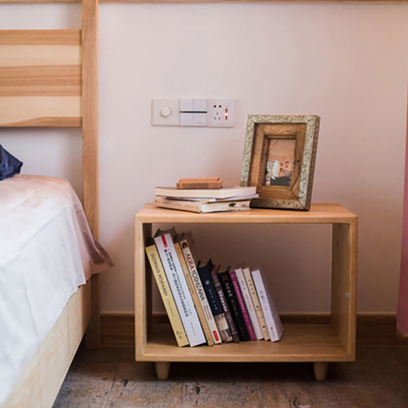 Wooden Night Table Modern Solid Wood Nightstand with Lower Shelf