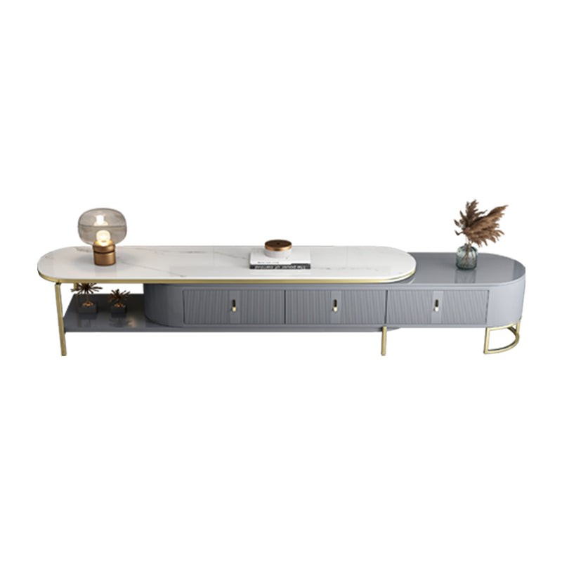 Modern TV Media Stand Stone Enclosed Storage TV Stand Console with Glide Drawers