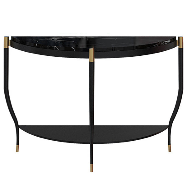 Marble Half Moon Console Table 2-shelf 33.46" Tall Accent Table for Hall