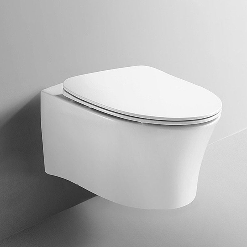 Modern White Siphon Jet Toilet Bowl Wall Mount Flush Toilet With Seat for Bathroom