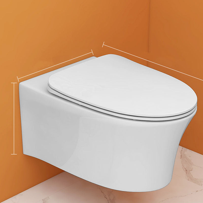 Modern White Siphon Jet Toilet Bowl Wall Mount Flush Toilet With Seat for Bathroom