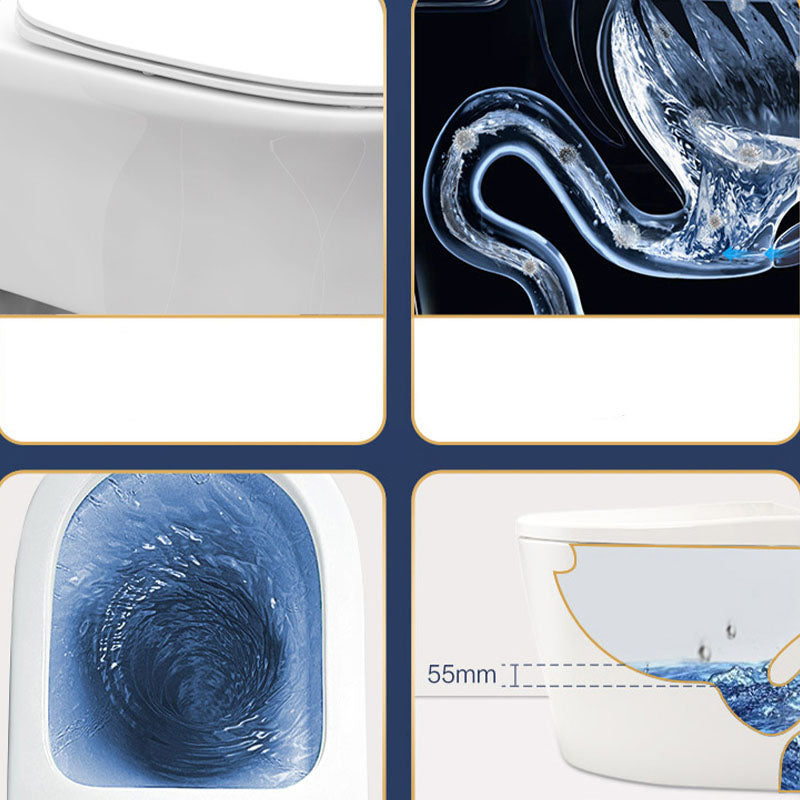 Modern White Siphon Jet Toilet Bowl Wall Mount Flush Toilet With Seat for Bathroom