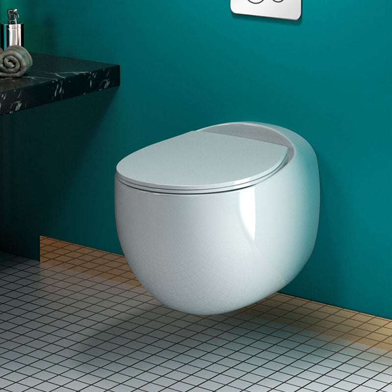 Wall-mounted Round Hanging Toilet Soft-Close Seat Toilet with Glazed Surface