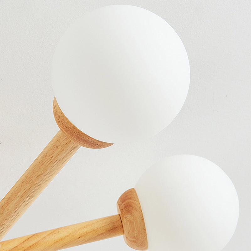 Wood Ball Shape Flush Ceiling Light Modern Multi Lights Flush Light Fixtures in Brown