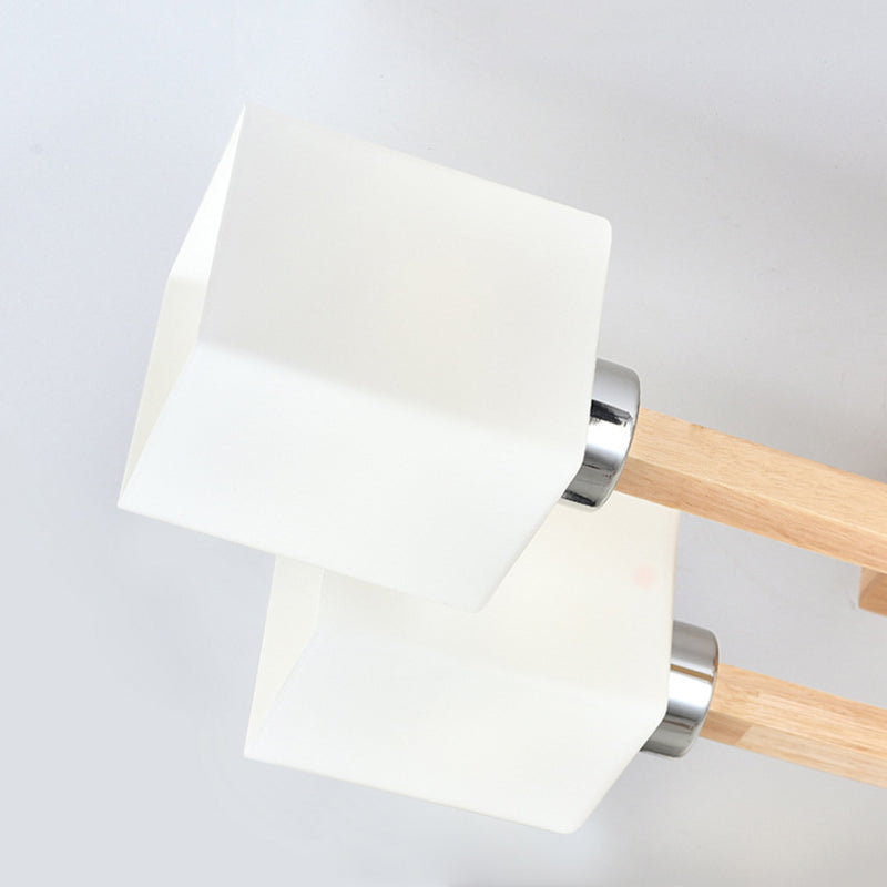 Glass Square Shape Flush Ceiling Light Modern Multi Lights Flush Light Fixtures in Brown