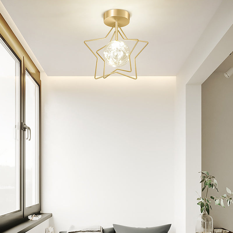 Modern Metal Ceiling Light Globe Golden Flush Mount Lighting for Home