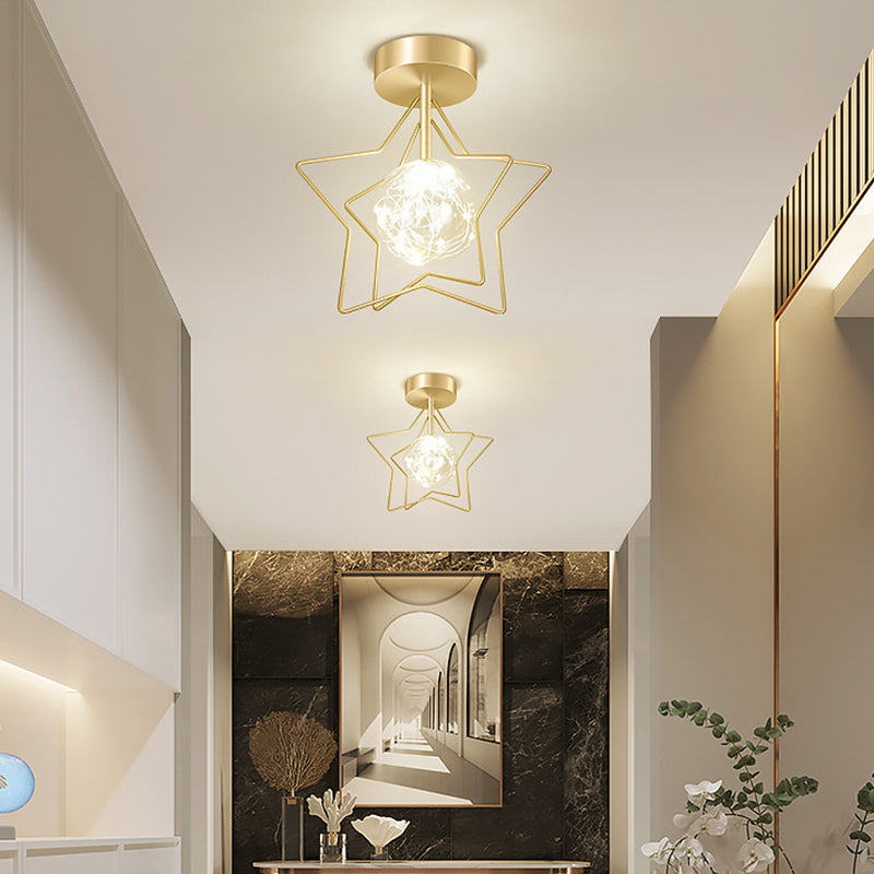 Modern Metal Ceiling Light Globe Golden Flush Mount Lighting for Home