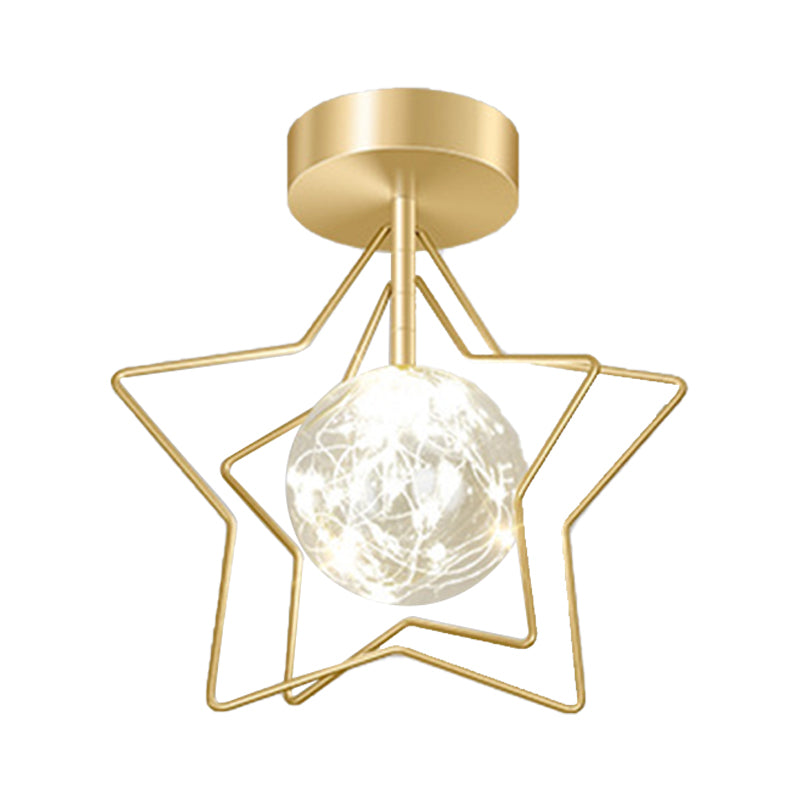 Modern Metal Ceiling Light Globe Golden Flush Mount Lighting for Home