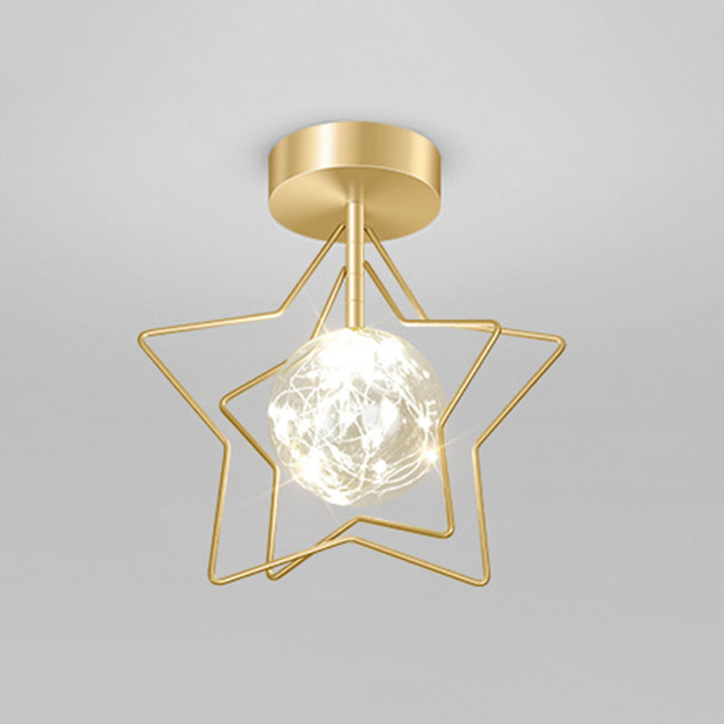 Modern Metal Ceiling Light Globe Golden Flush Mount Lighting for Home