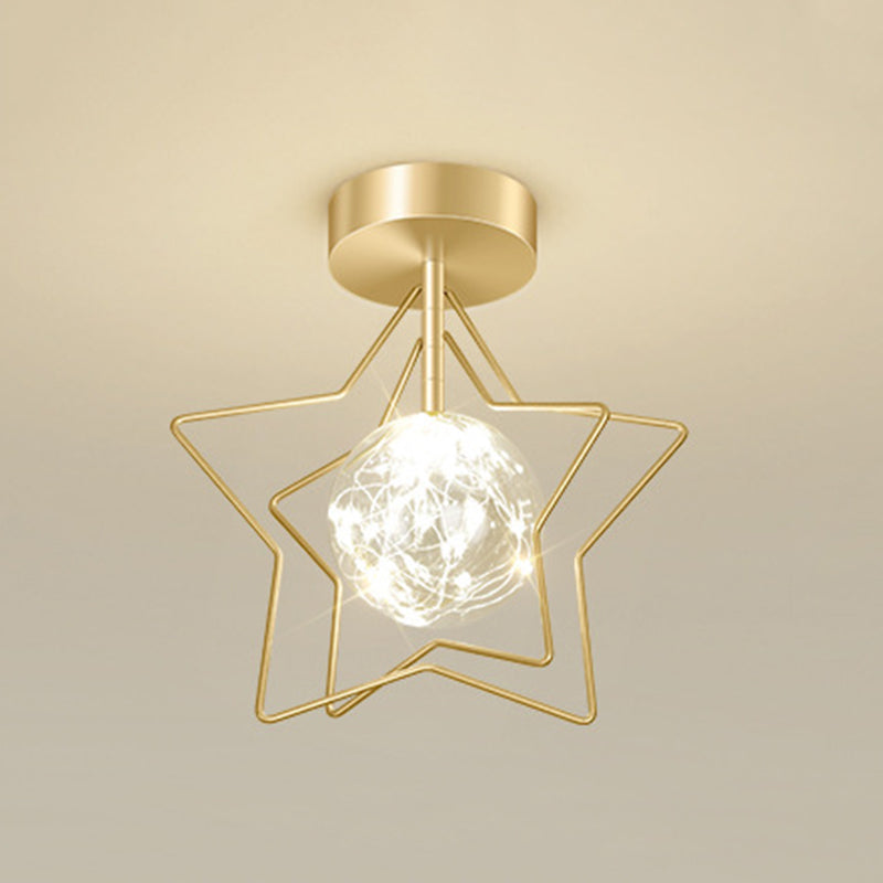 Modern Metal Ceiling Light Globe Golden Flush Mount Lighting for Home