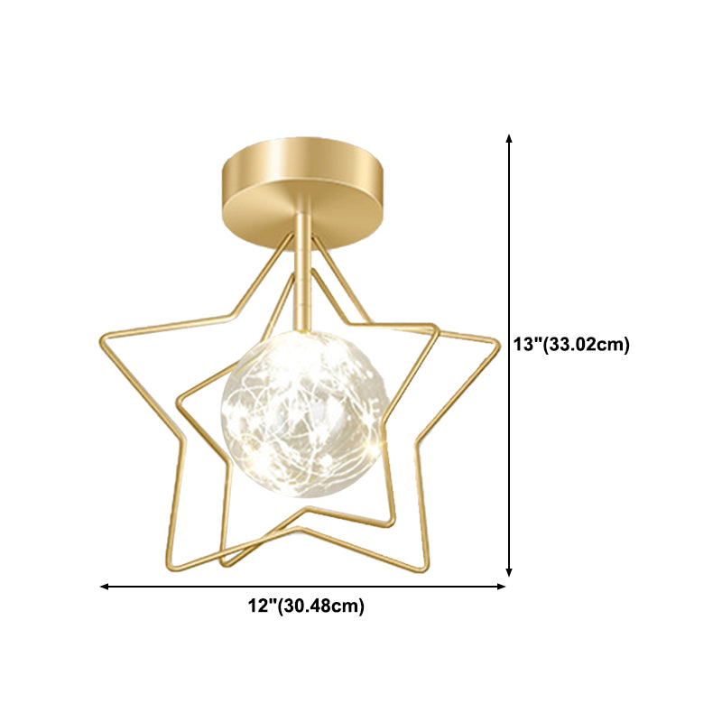 Modern Metal Ceiling Light Globe Golden Flush Mount Lighting for Home