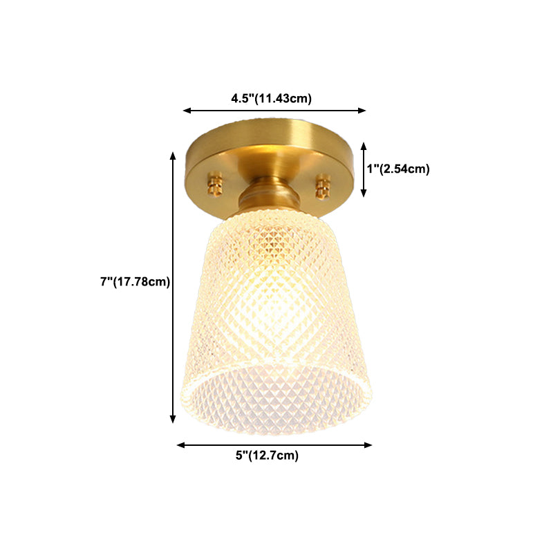 1-Light Modern Style Flush Mount Glass Ceiling Light in Gold for Aisle