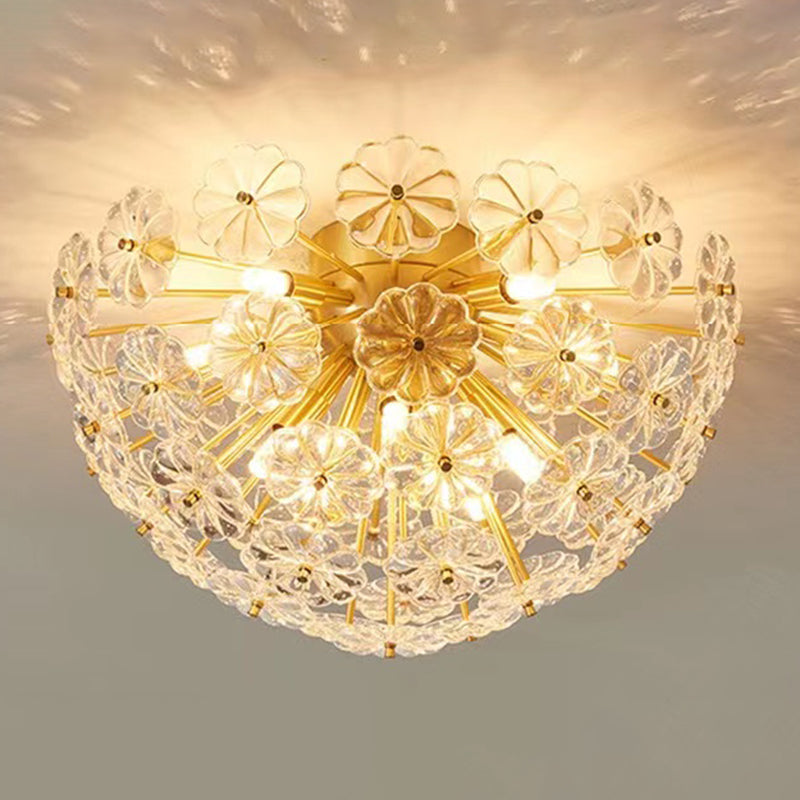 4/8/12-Light Modernism Golden Flush Mount Lighting LED Crystal Ceiling Light