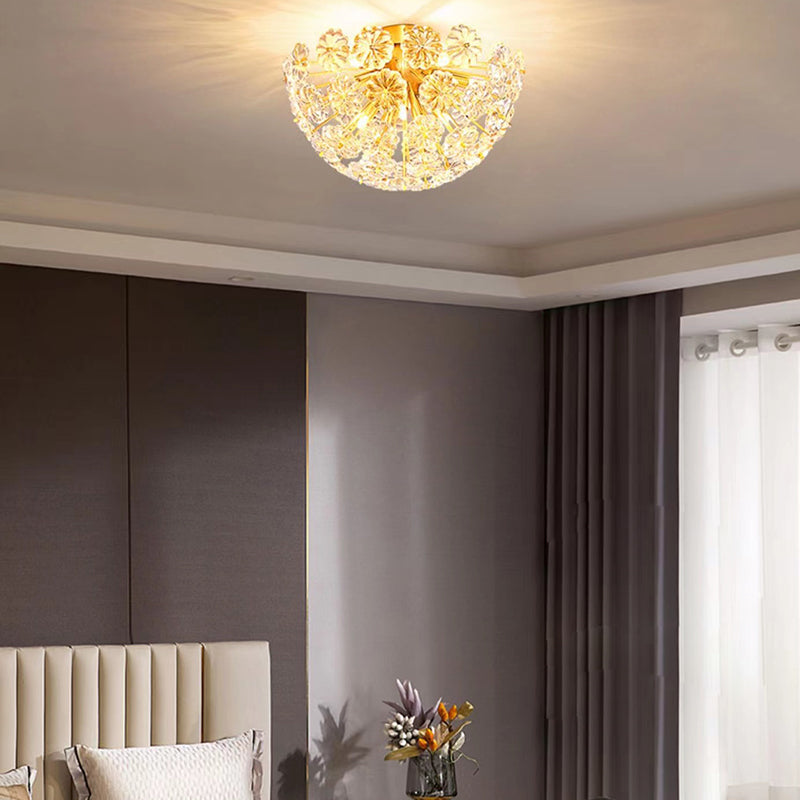 4/8/12-Light Modernism Golden Flush Mount Lighting LED Crystal Ceiling Light