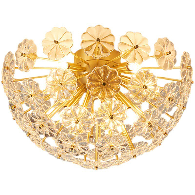 4/8/12-Light Modernism Golden Flush Mount Lighting LED Crystal Ceiling Light