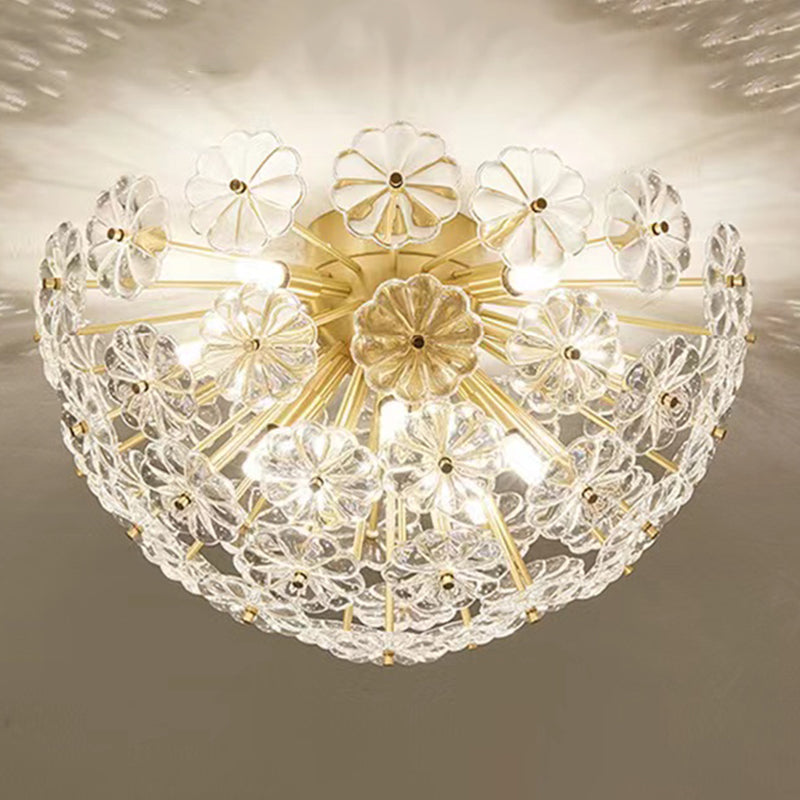 4/8/12-Light Modernism Golden Flush Mount Lighting LED Crystal Ceiling Light