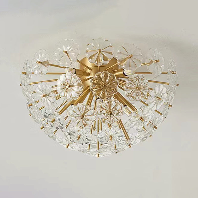 4/8/12-Light Modernism Golden Flush Mount Lighting LED Crystal Ceiling Light