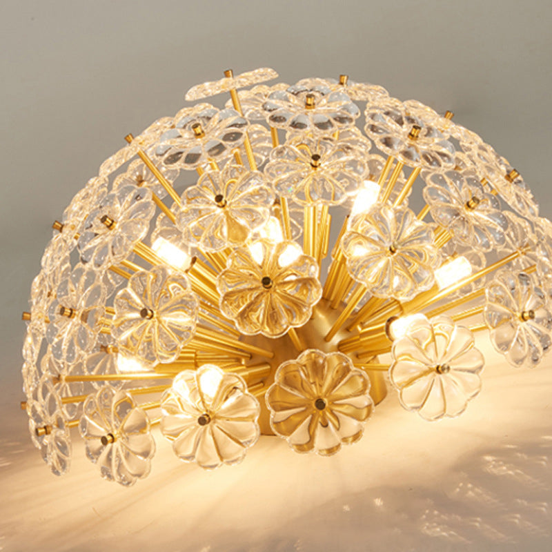 4/8/12-Light Modernism Golden Flush Mount Lighting LED Crystal Ceiling Light