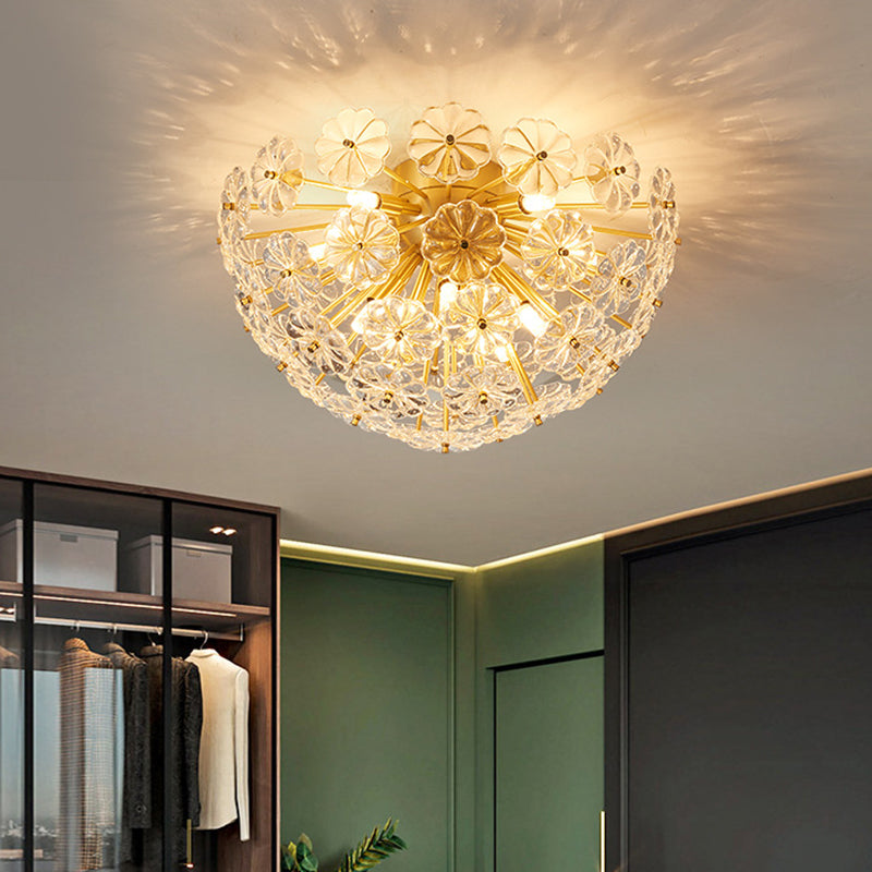 4/8/12-Light Modernism Golden Flush Mount Lighting LED Crystal Ceiling Light