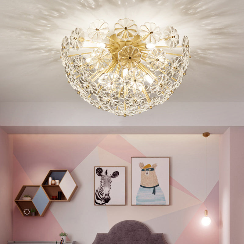 4/8/12-Light Modernism Golden Flush Mount Lighting LED Crystal Ceiling Light