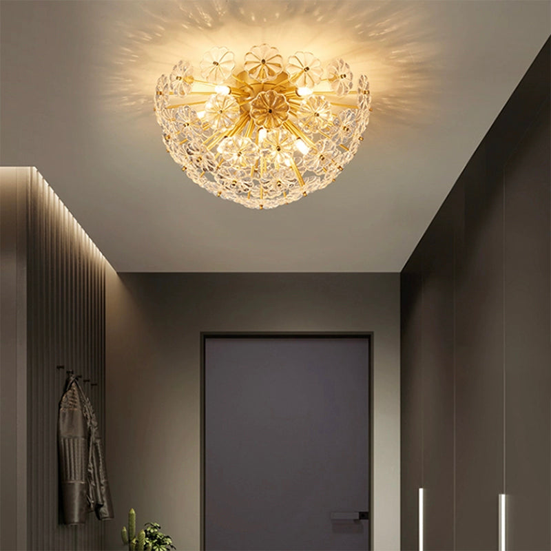 4/8/12-Light Modernism Golden Flush Mount Lighting LED Crystal Ceiling Light