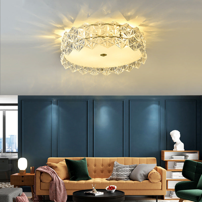 4/6/8-Light Modernism Golden Finish Flush Mount Lighting Round Glass Ceiling Light