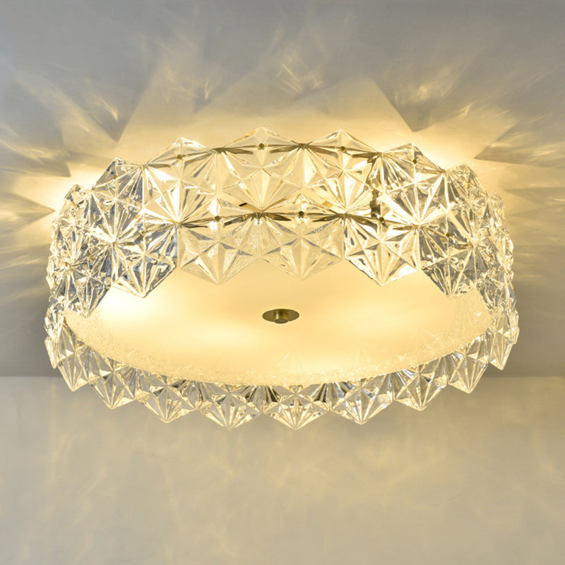 4/6/8-Light Modernism Golden Finish Flush Mount Lighting Round Glass Ceiling Light