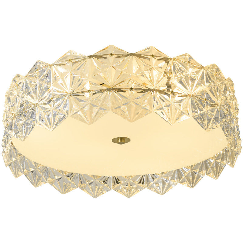 4/6/8-Light Modernism Golden Finish Flush Mount Lighting Round Glass Ceiling Light