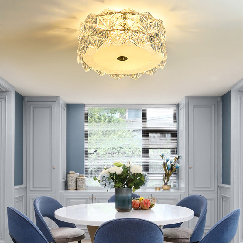 4/6/8-Light Modernism Golden Finish Flush Mount Lighting Round Glass Ceiling Light