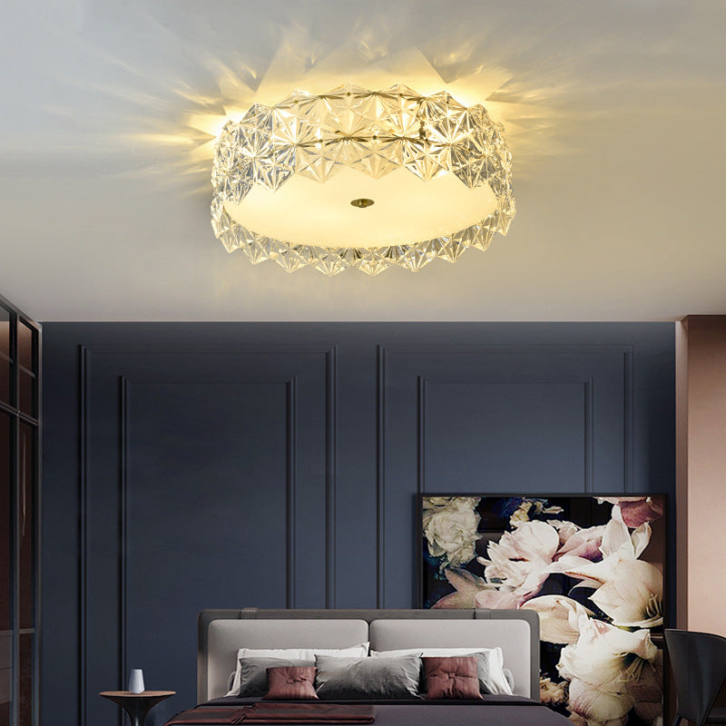 4/6/8-Light Modernism Golden Finish Flush Mount Lighting Round Glass Ceiling Light