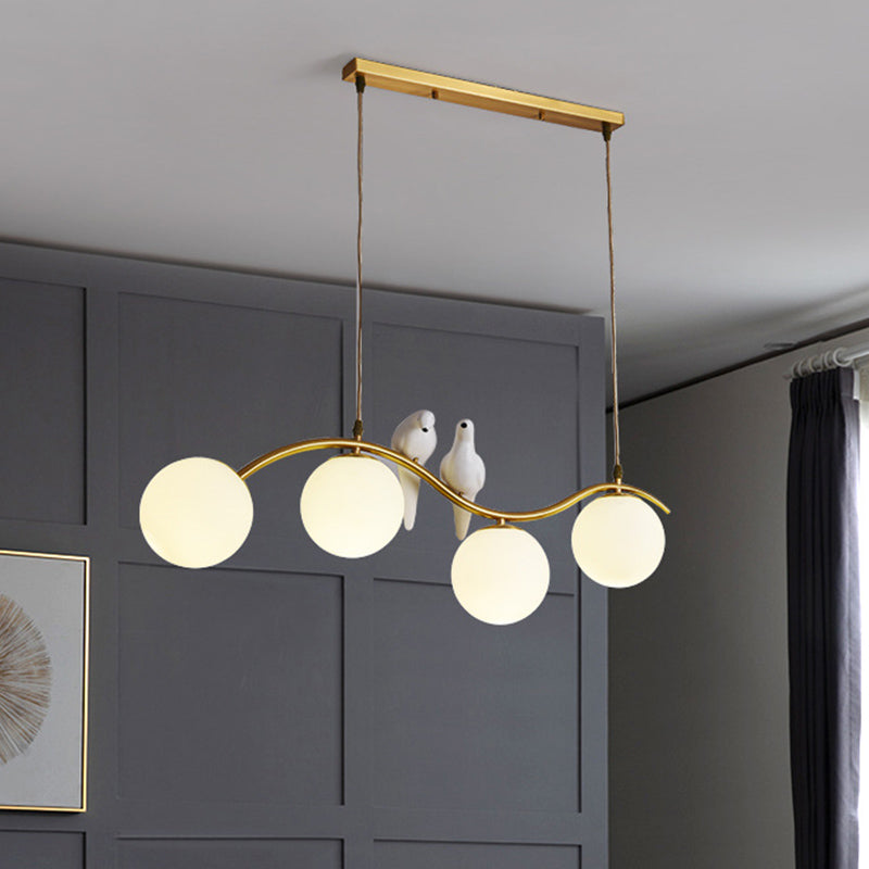 Industrial Style Globe Shape Island Lights Metal 3/4 Lights Pendant Light in Gold