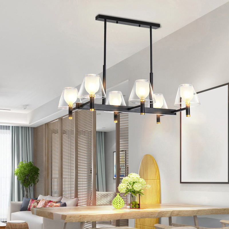 Industrial Sputnik Island Lighting Fixtures Glass Island Lighting in Black